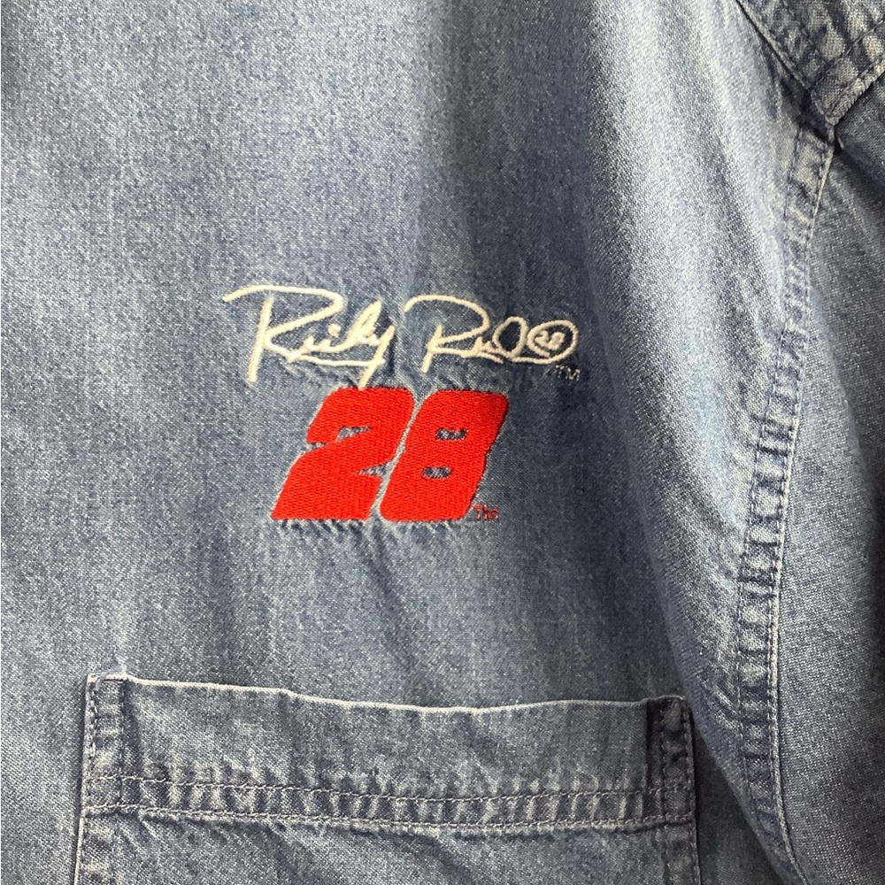 VTG Men's NASCAR #28 Ricky Rudd Competitor's View Denim Shirt XL - Picture 2 of 5
